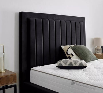OTTOMAN STORAGE PANEL PLUSH VELVET UPHOLSTERED BED FRAME DOUBLE & KING SIZE