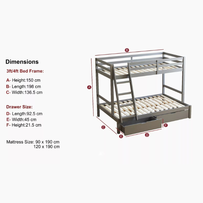 Bunk bed with drawers