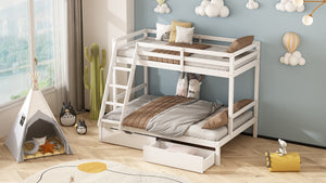 Bunk Bed 4ft bottom 3ft top with drawers white