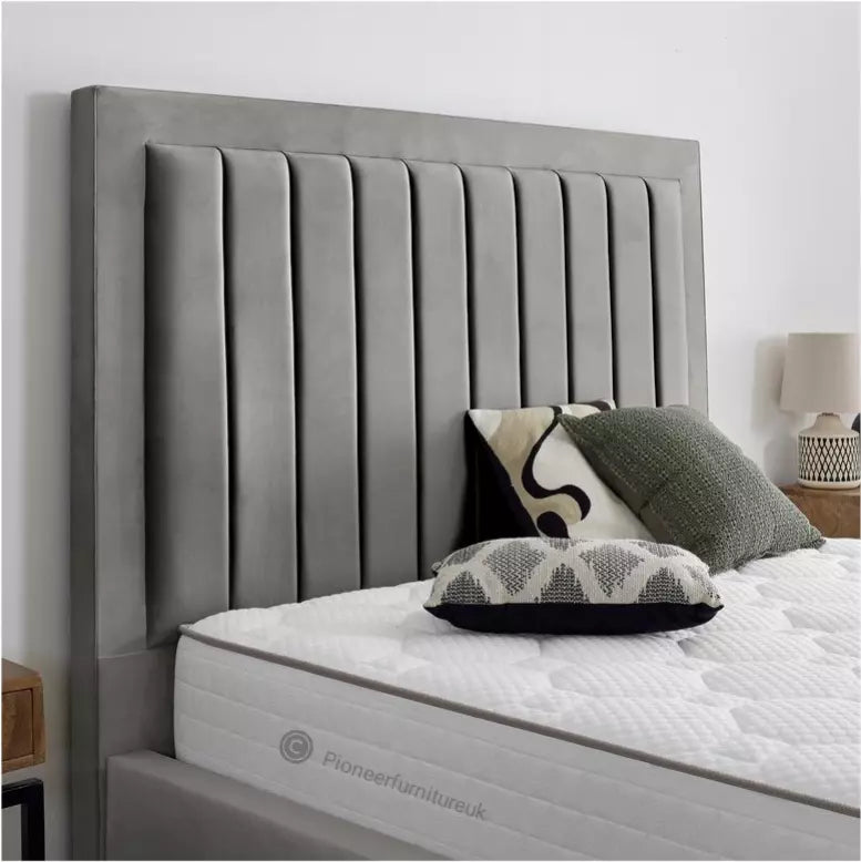 OTTOMAN STORAGE PANEL PLUSH VELVET UPHOLSTERED BED FRAME DOUBLE & KING SIZE