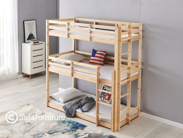 Wooden Triple Sleeper Bunk Bed