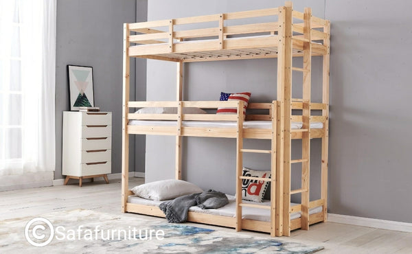 Wooden Triple Sleeper Bunk Bed 